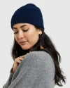Quince Mongolian Cashmere Ribbed Beanie In Navy