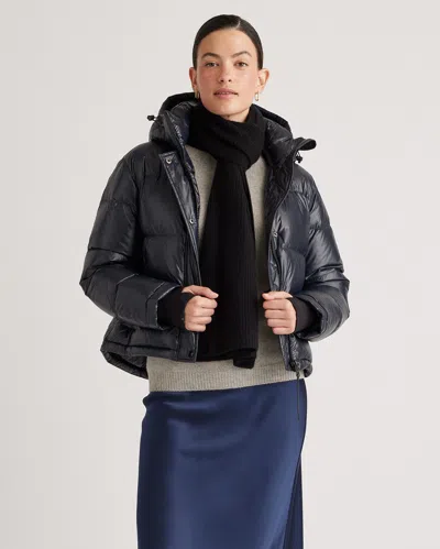 Quince Mongolian Cashmere Ribbed Scarf In Black