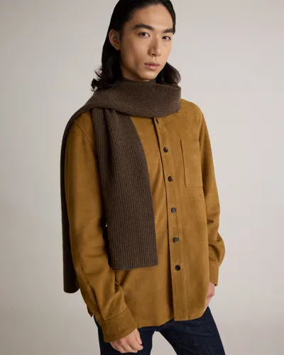 Quince Mongolian Cashmere Ribbed Scarf In Brown