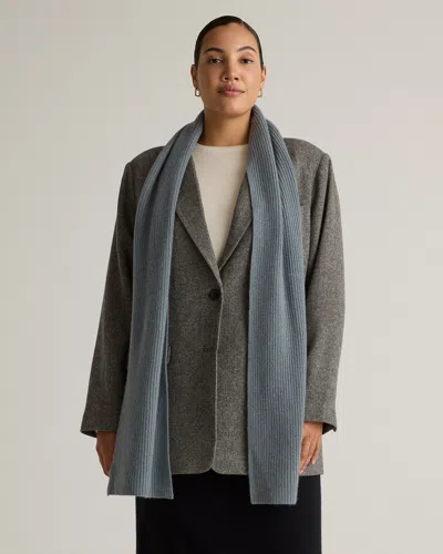 Quince Mongolian Cashmere Ribbed Scarf In Dusty Blue
