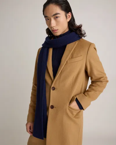 Quince Mongolian Cashmere Ribbed Scarf In Navy
