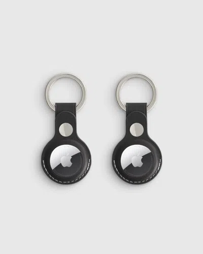 Quince Nappa Leather Airtag Key Ring In Black