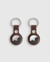 Quince Nappa Leather Airtag Key Ring In Dark Brown