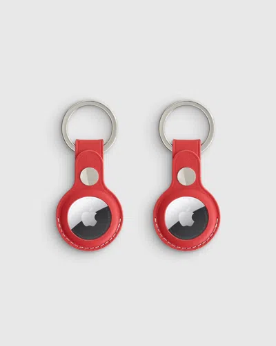 Quince Nappa Leather Airtag Key Ring In Red