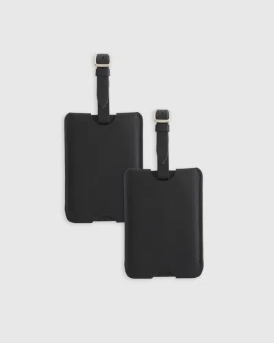 Quince Nappa Leather Luggage Tag In Black