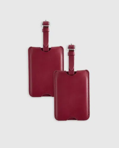 Quince Nappa Leather Luggage Tag In Burgundy