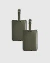 Quince Nappa Leather Luggage Tag In Green