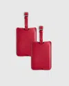 Quince Nappa Leather Luggage Tag In Red