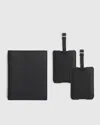 Quince Nappa Leather Rfid Blocking Passport Holder & Luggage Tags Set In Black