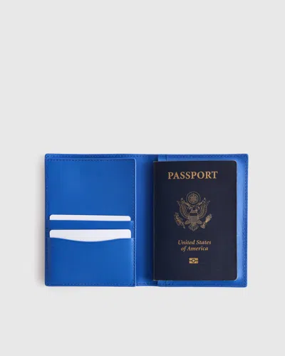 Quince Nappa Leather Rfid Blocking Passport Holder In Blue