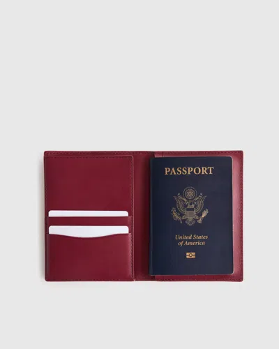 Quince Nappa Leather Rfid Blocking Passport Holder In Burgundy