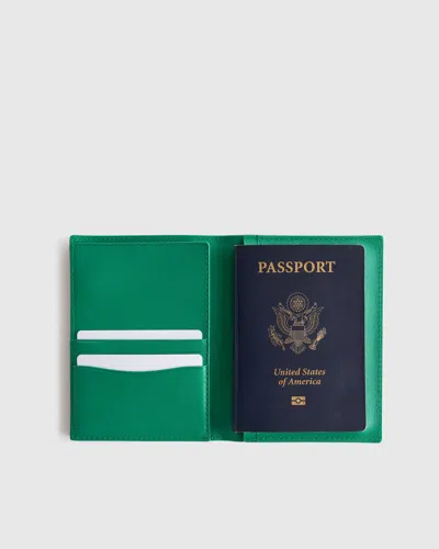 Quince Nappa Leather Rfid Blocking Passport Holder In Green
