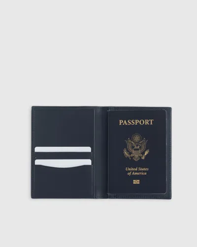 Quince Nappa Leather Rfid Blocking Passport Holder In Navy