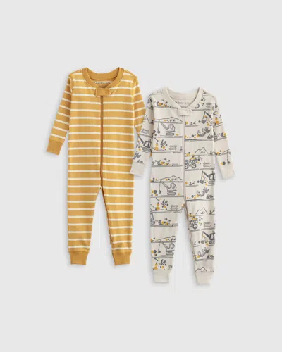 Quince Kids' One Piece Pajamas 2-pack Toddler Boy In Construction Stripe