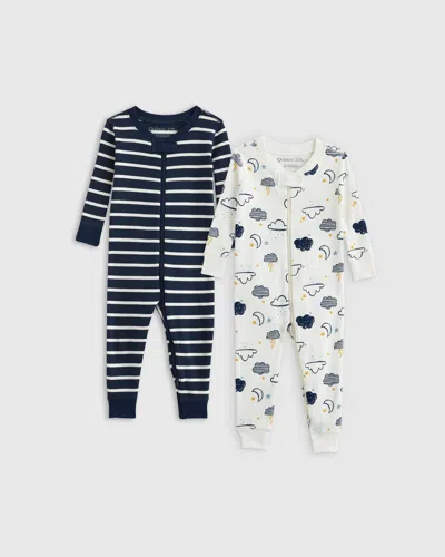 Quince Kids' One Piece Pajamas 2-pack Toddler Gender Neutral In Rain Clouds
