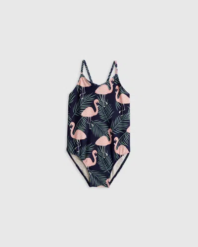 Quince Kids' One-piece Swimsuit In Flamingo Palms