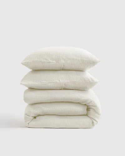 Quince Organic Airy Gauze Duvet Cover Set In Ivory