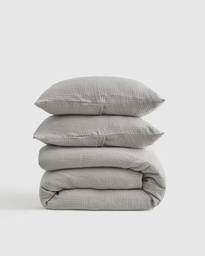 Quince Organic Airy Gauze Quilt Set In Gray