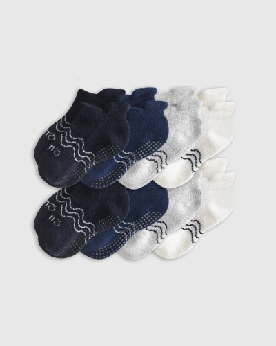 Quince Organic Gripper Ankle Socks 8-pack Toddler Gender Neutral In Bright White/grey/navy