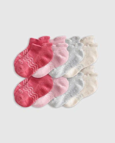 Quince Organic Gripper Ankle Socks 8-pack Toddler Girl In Light Pink/dark Pink/white