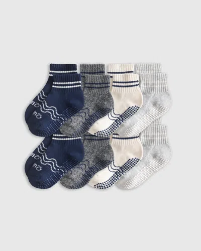 Quince Kids' Organic Gripper Crew Socks 8-pack Toddler Gender Neutral In White/light Grey/dark Grey