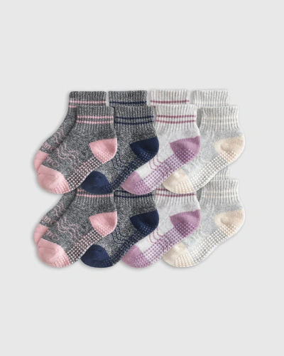Quince Organic Gripper Crew Socks 8-pack Toddler Girl In Grey