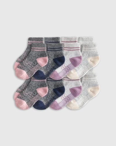 Quince Kids' Organic Gripper Crew Socks 8-pack Toddler Girl In Grey