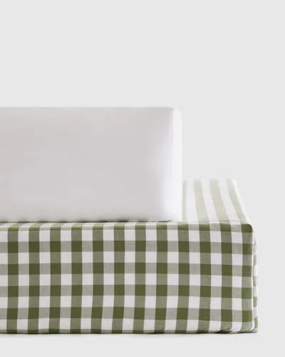 Quince Organic Percale Gingham Crib Sheet 2-pack In Neutral