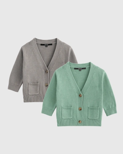 Quince Oversized V-neck Cardigan 2-pack In Grey/granite Green