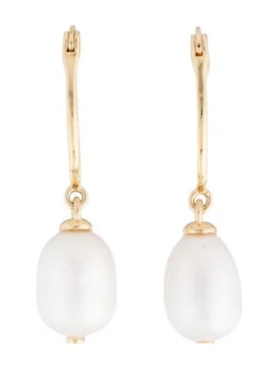Pre-owned Quince Pearl Drop Hoop Earrings In Multicolor