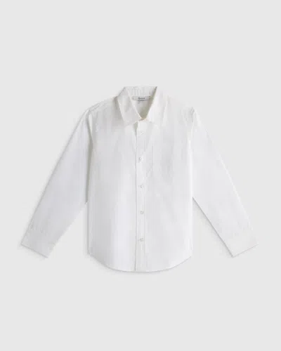 Quince Kids' Poplin Long Sleeve Button Down In White
