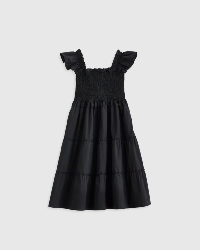 Quince Poplin Smocked Dress In Black