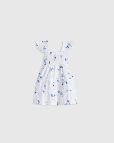 Quince Kids' Poplin Smocked Dress In White