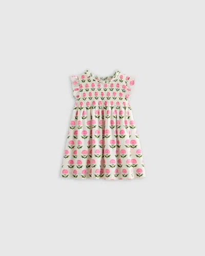Quince Kids' Poplin Smocked Flutter Sleeve Dress