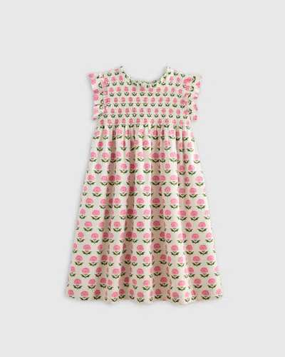 Quince Kids' Poplin Smocked Flutter Sleeve Dress