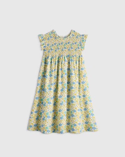 Quince Kids' Poplin Smocked Flutter Sleeve Dress In Multi