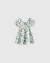 Quince Poplin Tiered Dress In Botanical Floral