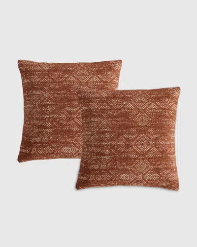Quince Printed Linen Geo Pillow Cover Set Of 2 In Brown
