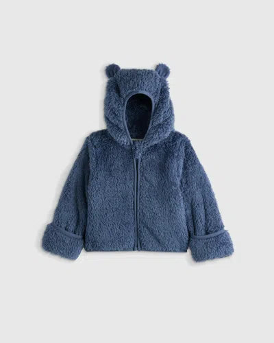 Quince Kids' Recycled Sherpa Fleece Bear Jacket In Blue