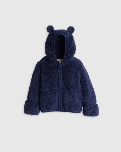 Quince Kids' Recycled Sherpa Fleece Bear Jacket In Navy