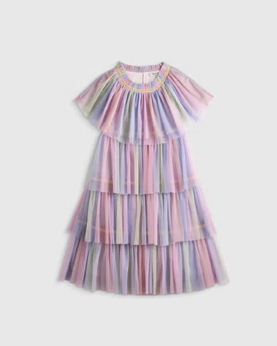 Quince Kids' Recycled Tulle Tiered Dress In Multi