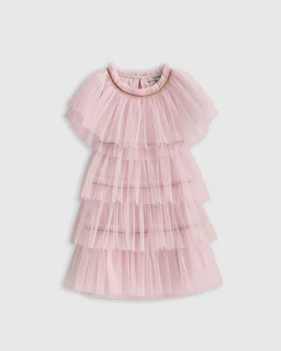Quince Kids' Recycled Tulle Tiered Dress In Pale Pink