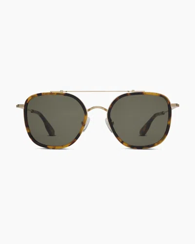 Quince Rio Polarized Stainless Steel Sunglasses In Gold/fawn Tortoise With Green Lens