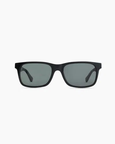 Quince River Polarized Acetate Sunglasses In Black With Green Lens