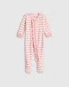 Quince Ruffle Footie In Pink Stripe