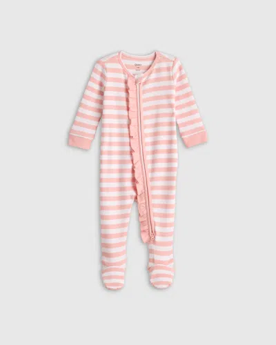 Quince Kids' Ruffle Footie In Pink Stripe
