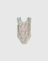 Quince Ruffle One Piece Swimsuit In Ditsy Floral