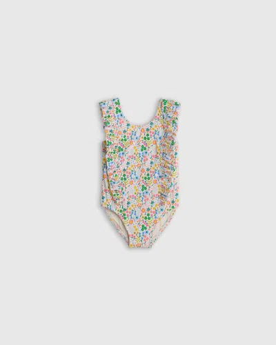 Quince Kids' Ruffle One Piece Swimsuit In Ditsy Floral