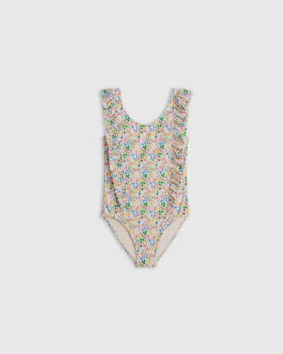 Quince Kids' Ruffle One Piece Swimsuit In Ditsy Floral