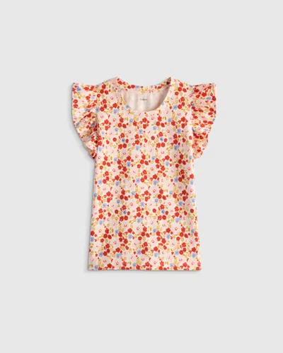 Quince Kids' Ruffle Sleeve Top In Pink